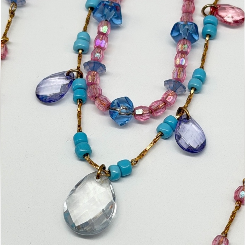 Joan Rivers Signed 3-Strand Beaded Statement Necklace – Pastel Drops | 26”